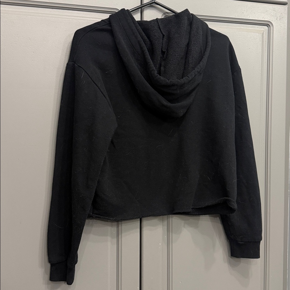 PINK Victoria's Secret Black and Teal crop Hoodie - Picture 3 of 3